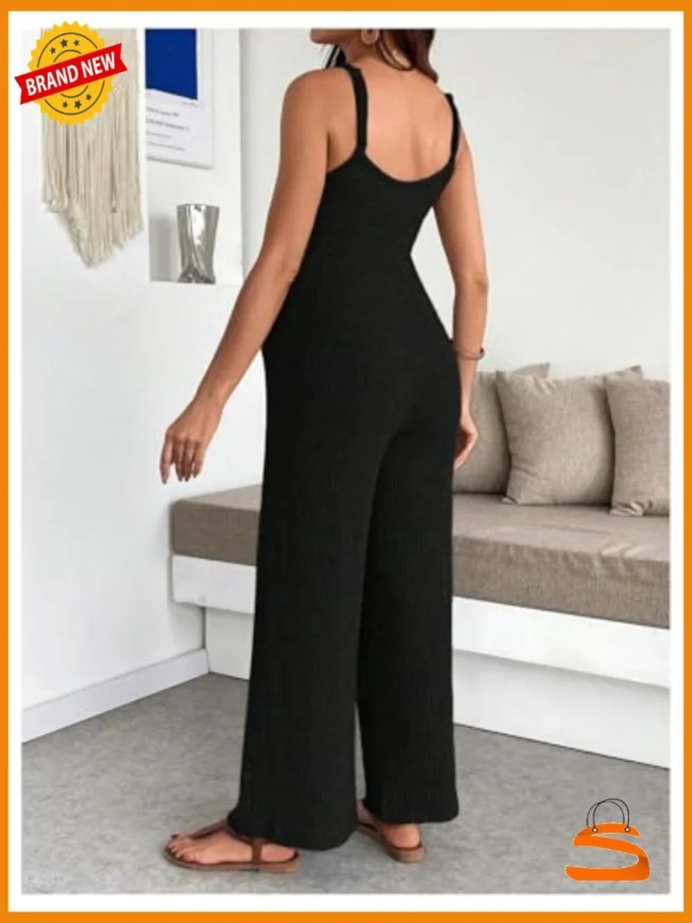 Spaghetti Strap Rib Knit Maternity Jumpsuit Wide Leg Overalls Romper